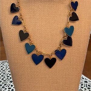 Heart Charm Necklace in Blue and Black